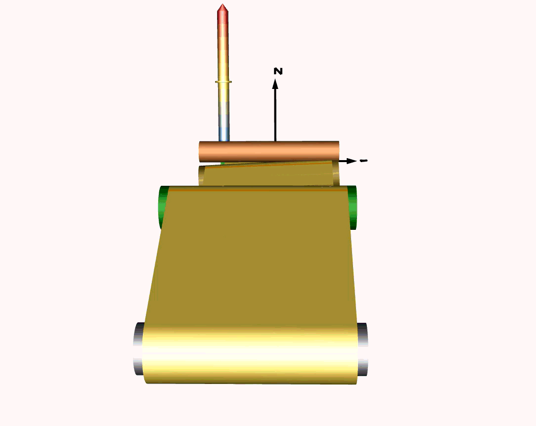 Front view of the trammed idler under the level nip